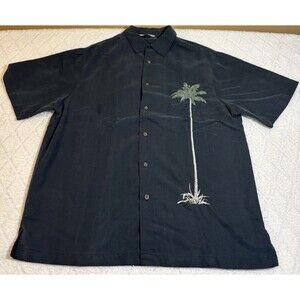 Paradise Collection Embroidered Palm Tree Vacation Cruise Button Up Shirt Size L